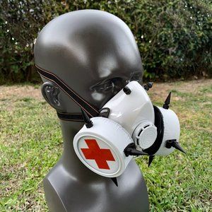 Steampunk Cosplay Costume Mask White Red Party Masquerade Mouth Cover Mask